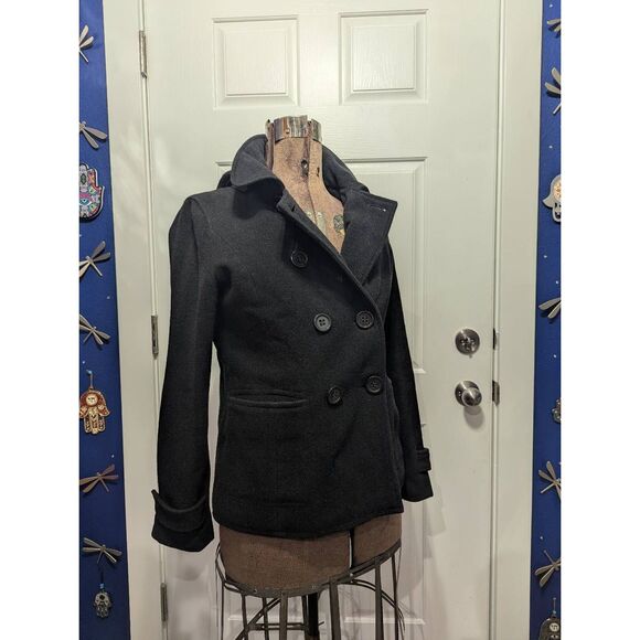 Maurices Double Breasted Wool Blend Peacoat Military Style - Picture 7 of 13